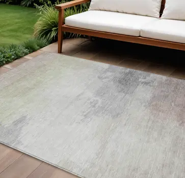 10' X 14' Beige And Taupe Abstract Washable Indoor Outdoor Area Rug