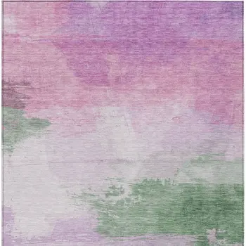 8' X 10' Lilac Lavender And Green Abstract Washable Indoor Outdoor Area Rug