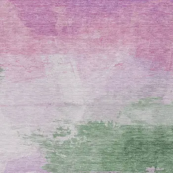 10' X 14' Lilac Lavender And Green Abstract Washable Indoor Outdoor Area Rug