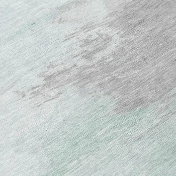 8' Blue And Mint Green Round Abstract Washable Indoor Outdoor Area Rug