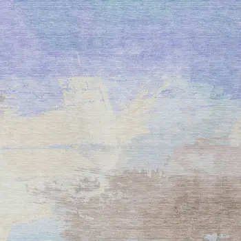 3' X 5' Sky Blue Lavender And Taupe Abstract Washable Indoor Outdoor Area Rug