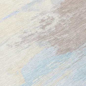 8' Sky Blue Lavender And Taupe Round Abstract Washable Indoor Outdoor Area Rug