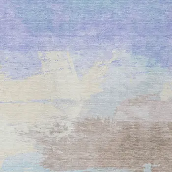 8' X 10' Sky Blue Lavender And Taupe Abstract Washable Indoor Outdoor Area Rug