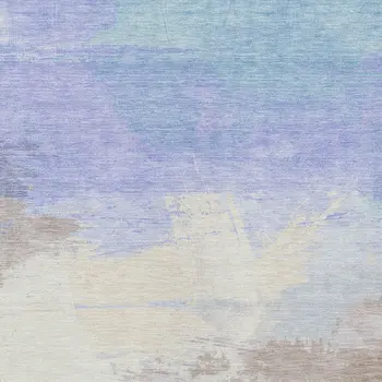 9' X 12' Sky Blue Lavender And Taupe Abstract Washable Indoor Outdoor Area Rug