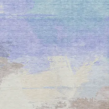 10' X 14' Sky Blue Lavender And Taupe Abstract Washable Indoor Outdoor Area Rug