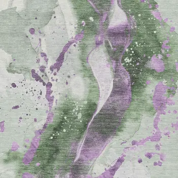 10' X 14' Artichoke Green And Lavender Abstract Washable Indoor Outdoor Area Rug