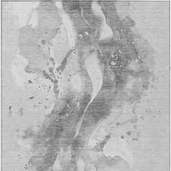 3' X 5' Gray And Silver Abstract Washable Indoor Outdoor Area Rug