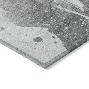 8' X 10' Gray And Silver Abstract Washable Indoor Outdoor Area Rug