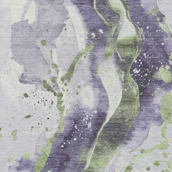 10' X 14' Purple And Green Abstract Washable Indoor Outdoor Area Rug