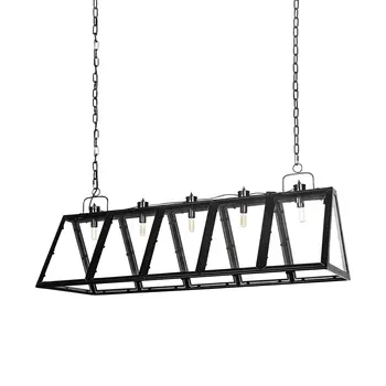 Black Geometric Five Light Metal Dimmable Chandelier