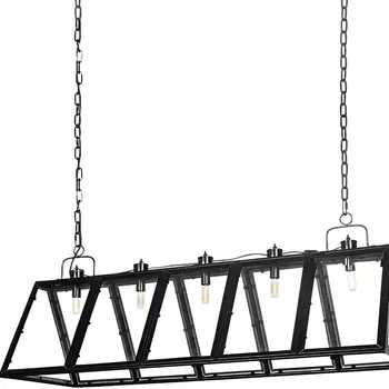 Black Geometric Five Light Metal Dimmable Chandelier