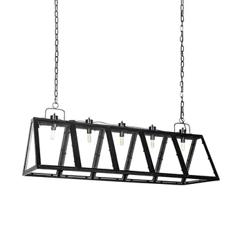 Black Geometric Five Light Metal Dimmable Chandelier