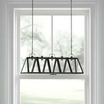 Black Geometric Five Light Metal Dimmable Chandelier