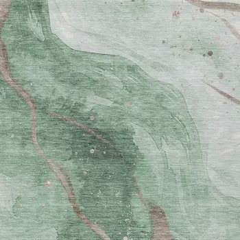 9' X 12' Green And Taupe Abstract Washable Indoor Outdoor Area Rug