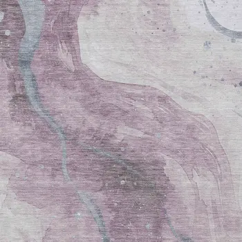 3' X 5' Lavender And Denim Blue Abstract Washable Indoor Outdoor Area Rug
