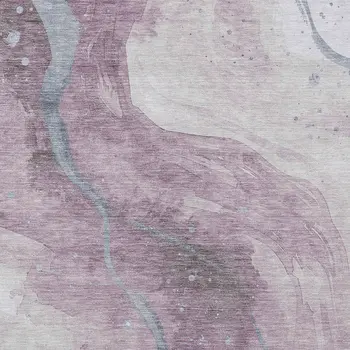 5' X 8' Lavender And Denim Blue Abstract Washable Indoor Outdoor Area Rug