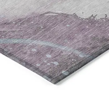 8' X 10' Lavender And Denim Blue Abstract Washable Indoor Outdoor Area Rug