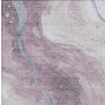 8' X 10' Lavender And Denim Blue Abstract Washable Indoor Outdoor Area Rug