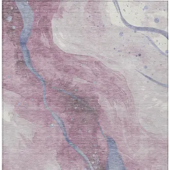 3' X 5' Mauve And Pink Abstract Washable Indoor Outdoor Area Rug