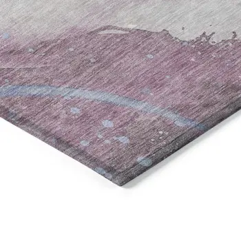 5' X 8' Mauve And Pink Abstract Washable Indoor Outdoor Area Rug