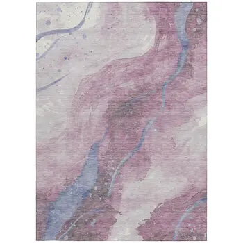 5' X 8' Mauve And Pink Abstract Washable Indoor Outdoor Area Rug
