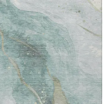5' X 8' Teal Blue And Aqua Abstract Washable Indoor Outdoor Area Rug