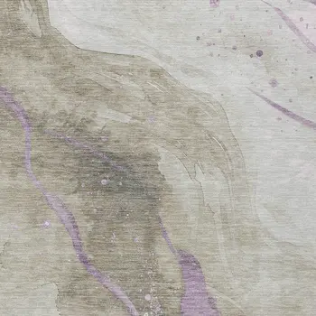 8' X 10' Taupe And Lavender Abstract Washable Indoor Outdoor Area Rug
