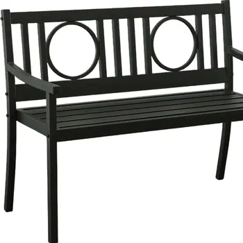 45" Black Metal Geometric Back Garden Patio Bench