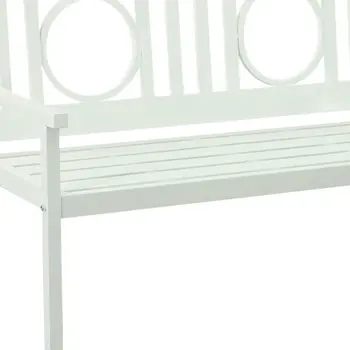 45" White Metal Geometric Back Garden Patio Bench