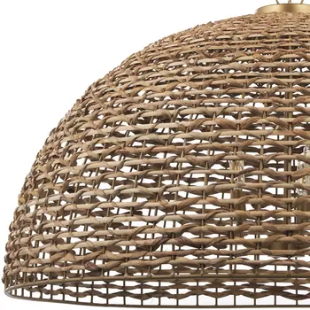 Brown Single Rattan Dimmable Ceiling Light With Brown Shades