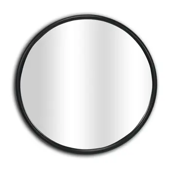 20" Black Metal Round Accent Mirror