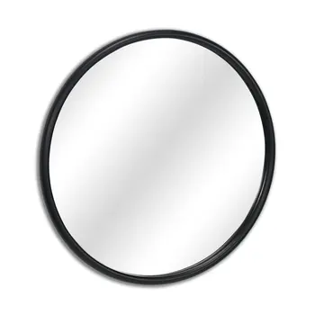 20" Black Metal Round Accent Mirror