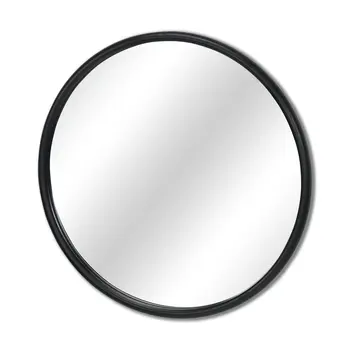 20" Black Metal Round Accent Mirror