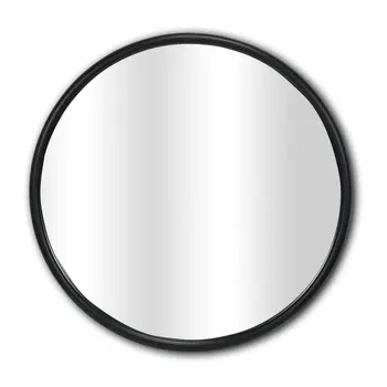 20" Black Metal Round Accent Mirror