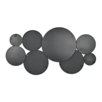 Set Of Eight Black Metal Round Cojoined Accent Mirrors