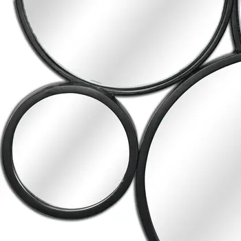 Set Of Eight Black Metal Round Cojoined Accent Mirrors