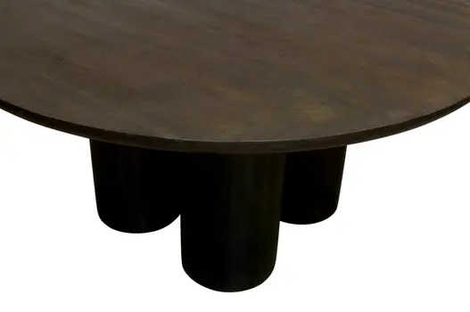 63" Dark Brown Solid Wood Round Top Dining Table
