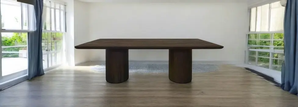 96" Dark Brown Solid Wood Double Pedestal Base Dining Table