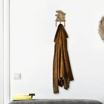 5" Antiqued Gold Cast Iron Mushroom Three Hook Wall Mount Coat Rack