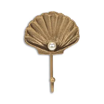 4" Gold Cast Iron Seashell Wall Hook