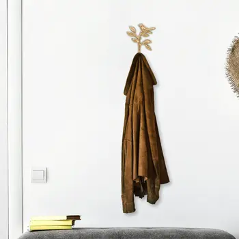 5" Antiqued Gold Cast Iron Bird Wall Hook