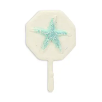 4" Aqua And Cream Cast Iron Starfish Wall Hook