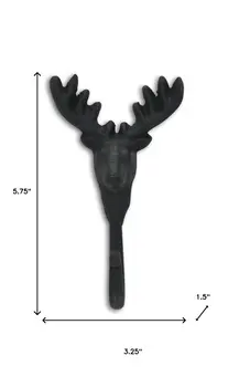 3" Black Cast Iron Deer Stag Wall Hook