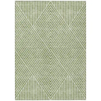 3' X 5' Sage And Ivory Geometric Washable Indoor Outdoor Area Rug
