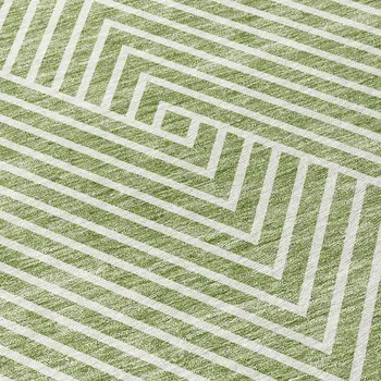 8' Sage And Ivory Round Geometric Washable Indoor Outdoor Area Rug
