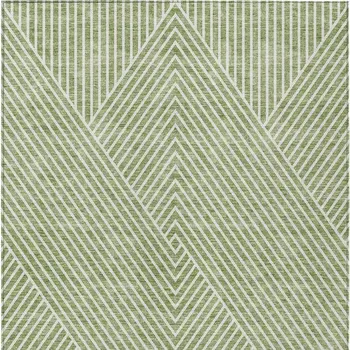 8' X 10' Sage And Ivory Geometric Washable Indoor Outdoor Area Rug