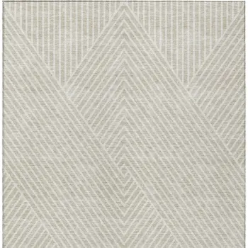 5' X 8' Beige And Ivory Geometric Washable Indoor Outdoor Area Rug