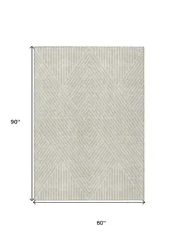 5' X 8' Beige And Ivory Geometric Washable Indoor Outdoor Area Rug