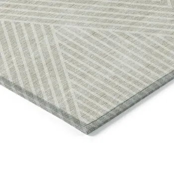 5' X 8' Beige And Ivory Geometric Washable Indoor Outdoor Area Rug