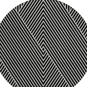 8' Black And Ivory Round Geometric Washable Indoor Outdoor Area Rug